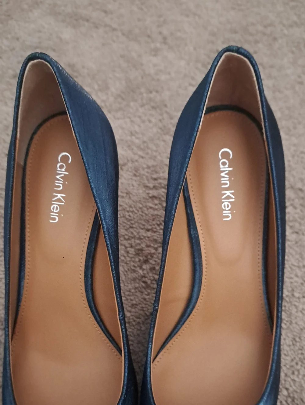 Calvin Klein Metallic Deep Teal Pointed-Toe Pumps